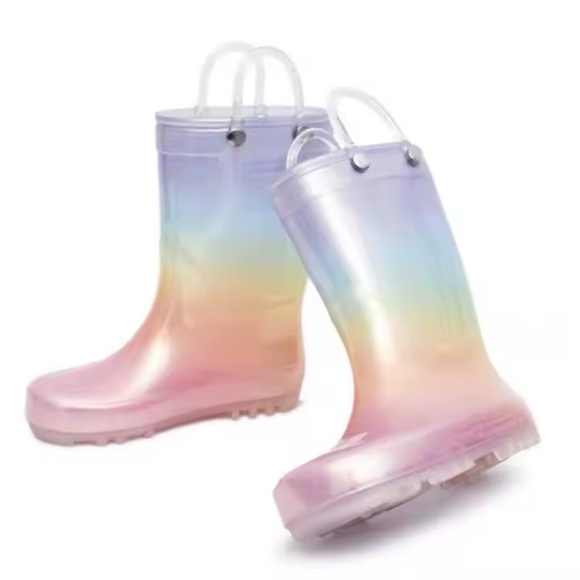 Girls rainboots rainbow rainboots Iridescent Glitter Rain Boots size 6 - Picture 2 of 12